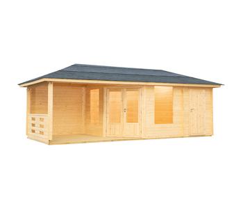 Wolff Finnhaus Gartenhaus Anna 40-A/2, inkl. Terrasse, ca. B755/H284/T351 cm, Natur - Holz / Glas