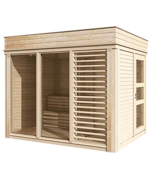 Wolff Finnhaus Sauna Paradiso, Natur - Fichtenholz / Erlenholz Glas