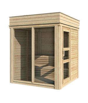 Wolff Finnhaus Sauna Paradiso, Natur - Fichtenholz / Erlenholz Glas