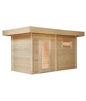 Wolff Finnhaus Saunahaus Mikko 70 Vollglastür, ca. B491/H254/T288 cm, Natur - Holz / Glas