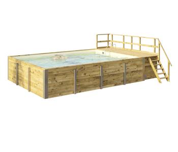Weka Massivholzpool 595 Gr. 2, ca. B650/H201/T490 cm, Folie Sand, Natur / Beige - Kiefernholz
