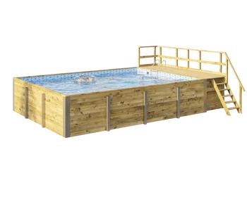 Weka Massivholzpool 595 Gr. 2, ca. B650/H201/T490 cm, Folie Blau/Mosaic, Natur / Hellblau - Kiefernholz