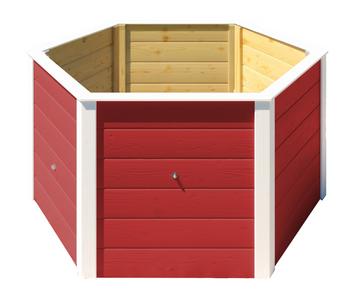 Weka Elementhochbeet 6-Ecke 669, ca. B143/H68,5/T143 cm, Rot - Fichtenholz