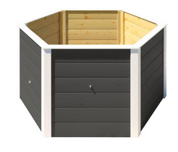 Weka Elementhochbeet 6-Ecke 669, ca. B143/H68,5/T143 cm, Dunkelgrau - Fichtenholz