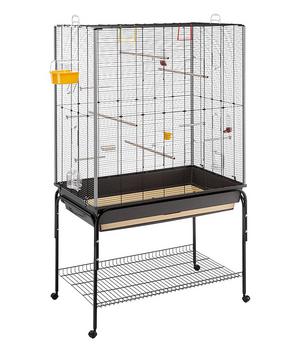 ferplast Vogelheim Planeta, schwarz, ca. B97/H173/T58 cm - Metall / Kunststoff