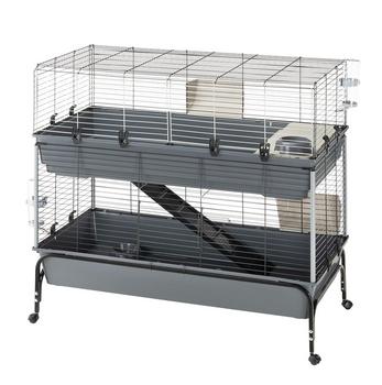 ferplast Nagerheim Rabbit 120 Double, grau, ca. B118/H117/T58 cm, Dunkelgrau - Metall / Kunststoff