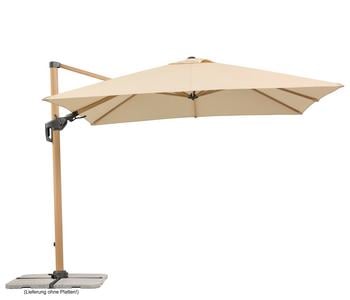 Schneider Ampelschirm Rhodos Twist Woody, quadratisch, ca. B300/T300 cm, Natur - Aluminium / Polyester
