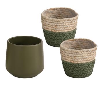 Dehner Übertopf-Set Grün Starter, 3-teilig