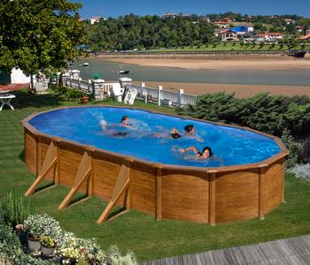 Summer Fun Stahlwandpool-Set Ravenna, oval, Holz-Dekor, ca. B610/H132/T375 cm