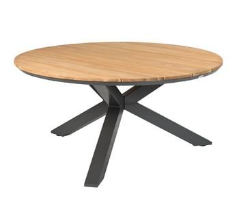 Tierra Outdoor Gartentisch Orbital, ca. Ø120/H73,5 cm, Schwarz / Braun - Aluminium Teakholz