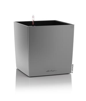 LECHUZA CUBE, All-in-One Set, Silber - Kunststoff
