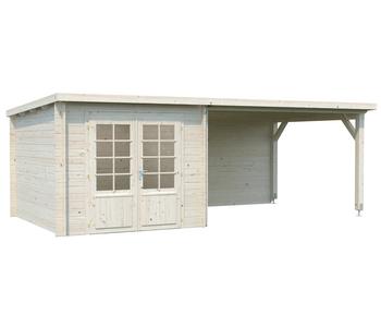 Palmako Gartenhaus Ella, inkl. Seitendach, Beige - Holz / Glas