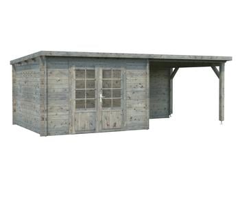 Palmako Gartenhaus Ella, inkl. Seitendach, ca. B614/H214/T340 cm, Grau - Holz / Glas