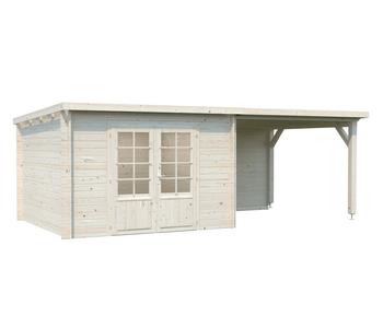 Palmako Gartenhaus Ella, inkl. Seitendach, ca. B614/H214/T340 cm, Beige - Holz / Glas