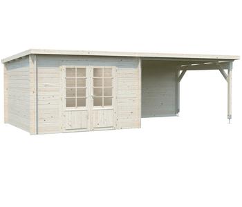 Palmako Gartenhaus Ella, inkl. Seitendach, ca. B614/H214/T340 cm, Natur - Holz / Glas