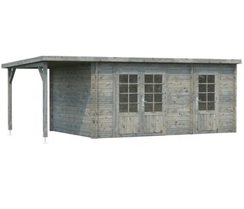 Palmako Gartenhaus Ella, inkl. Seitendach, ca. B614/H214/T340 cm, Grau - Holz, Glas