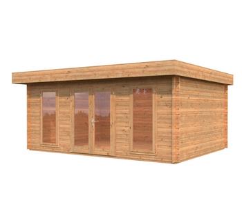 Palmako Gartenhaus Bret, ca. B574/H249/T474 cm, Braun - Holz / Glas