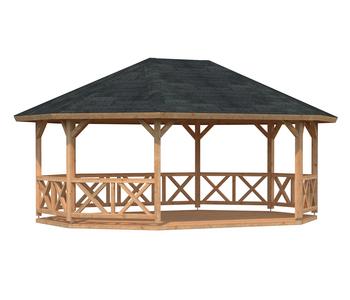 Palmako Pavillon Betty ca. B701/H362/T551 cm, Braun - Holz / Glas