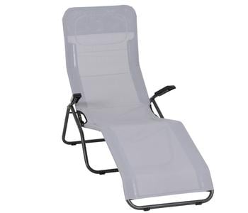 Siena Garden Kippliege Anco, ca. B56/H103,5/T175 cm, Grau - Stahl / Textilien