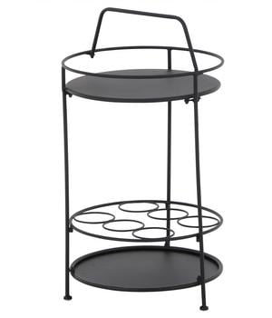 Siena Garden Beistelltisch Siero, ca. Ø42/H74 cm, Schwarz - Stahl / Keramik