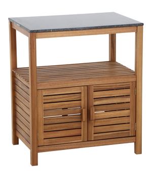Siena Garden Outdoorküche Mittelteil Riva, hoch, Braun, Schwarz - Akazienholz, Granit