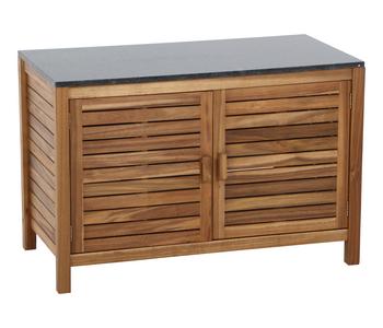 Siena Garden Outdoorküche Mittelteil Riva, niedrig, ca. B100/H52/T67 cm, Braun, Schwarz - Akazienholz, Granit