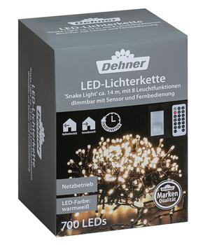 Dehner LED-Lichterkette Snake Light mit Fernbedienung, 700 LEDs, warmweiß, ca. L14 m