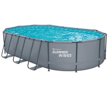 Summer Waves Frame Pool-Set, oval, anthrazit, Grau - Metall / PVC Polyester