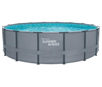 Summer Waves Frame Pool, anthrazit, rund, Grau - Metall / PVC Polyester