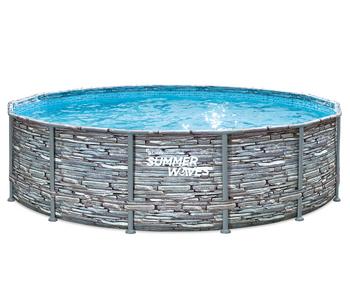Summer Waves Frame Pool Elite, steingrau, rund, ca. Ø427/H107 cm - PVC / Polyester Metall