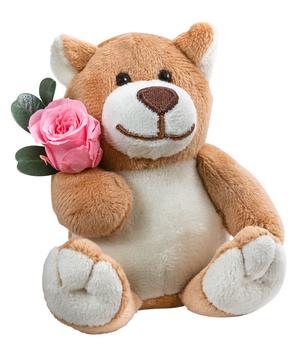 Dehner Kuschelbär mit Longlife-Rose, ca. B6/H10 cm