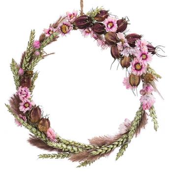 Dehner Trockenblumenkranz DIY Set Rosa Blütentraum, ca. Ø20 cm, 6-teilig