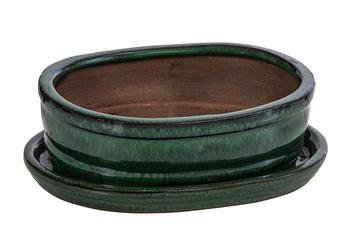 Dehner Keramik-Bonsaischale, oval, ca. B15/H4,5/T12 cm