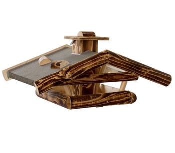 Dehner Natura Premium Futterhaus Wendelstein, geflammt, ca. B76/H32/T55 cm - Fichtenholz